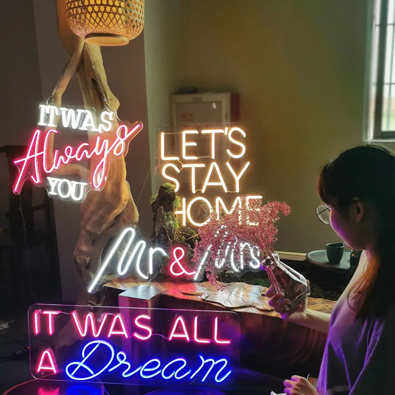 

Waterproof Led Neon Sign Custom Pink Light 12V Home Room Party Bar Wedding Decoration for room