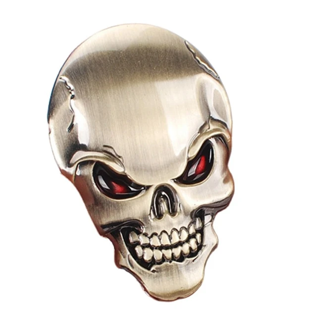 1X Silver Unique 3D Metal Skull Bone Car Auto Decor Emblem Badge