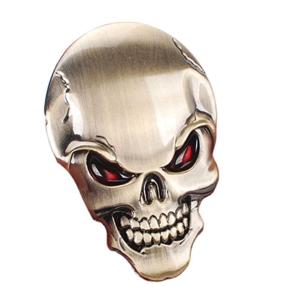 3D Metal Skull Bone Auto Car Decor Emblem Badge Sticker Decal Unique Silver