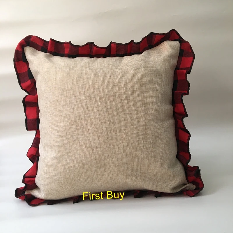 plaid ruffle pillow cover (3)