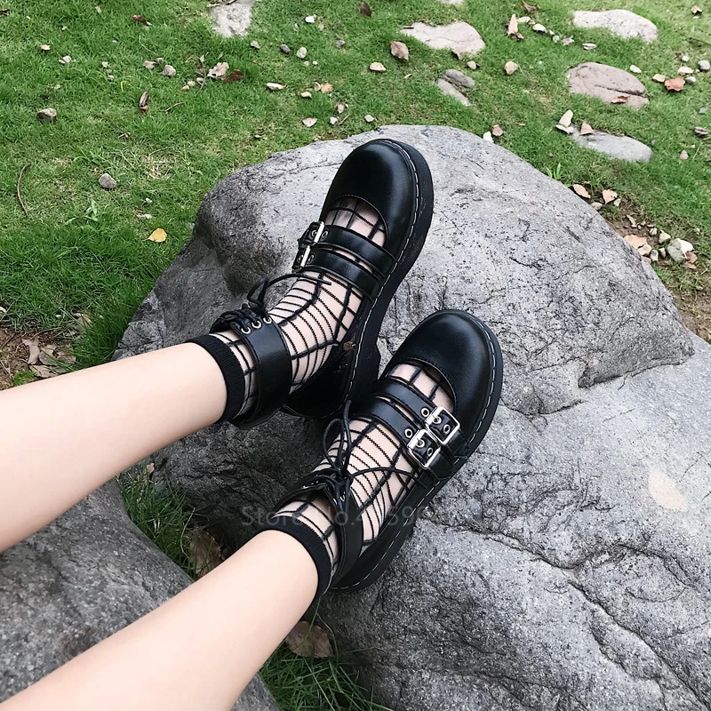 

Japanese Lolita Shoes Mary Jane Pu Leather Jk Uniform Girl Student Kawaii Sweet Round Head Waterproof Black Shoes Anime Cosplay