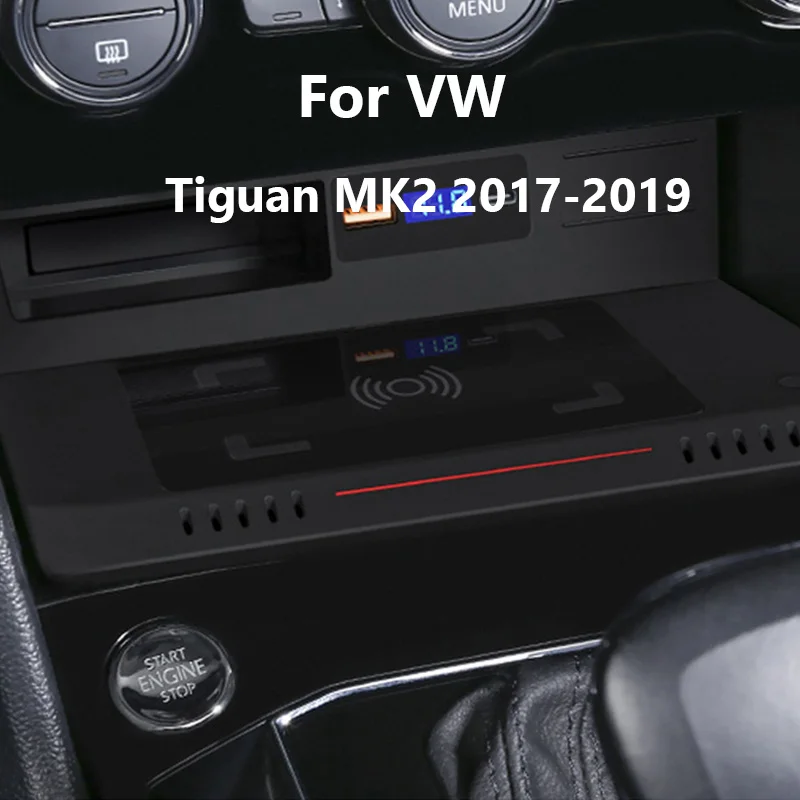 

Автомобильное беспроводное зарядное устройство 15 Вт для VW Tiguan-L Tiguan L MK2 2017 2018 2019 быстрая зарядная плата модификация зарядная панель для телефона