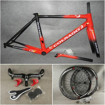 

UD Matte Red Black Colnago C60 carbon road frame+Handlebar+Saddle+Bottle cages+50mm carbon wheelset with Novatec A271 hubs