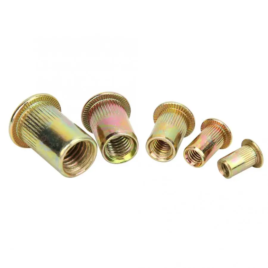 120Pcs Rivet Nuts Kit Zinc Plated Flat Head Threaded Insert Reveting Nut M4 M5 M6 M8 M10 Multi Size Rivetnut Nutsert Fastener |