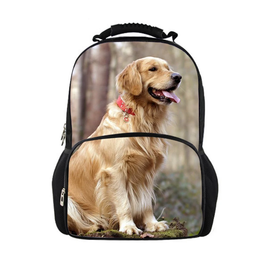 Customized Cute Dogs School Bags for Men Women Golden Retriever Travel