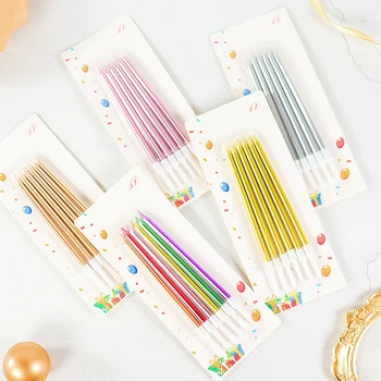 

Cakelove 6 PCS golden long pencil cake candle safe flames kids birthday party wedding cake candle home decoration favor supplies