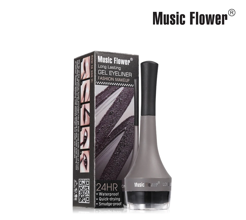 Дропшиппинг Music Flower водостойкая гелевая подводка для век с кистью быстросохнущая нерастекающаяся подводка для глаз крем 24 ЧАСА прочного Для женщин Макияж глаз