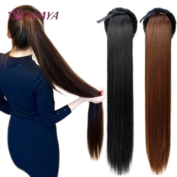 

HUAYA Long Straight Ponytail Synthetic Hair for Women Clip In Tail Hairpiece With Hairpins Pony Tail Hair Extensions