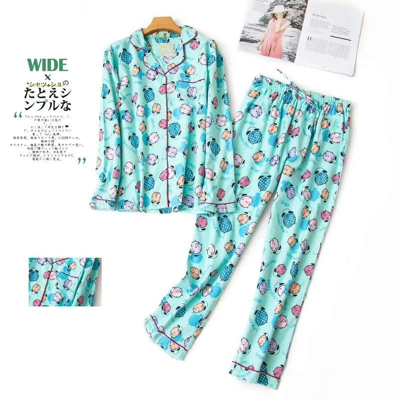 Большие размеры, милые Мультяшные женские пижамные комплекты, матовый хлопок, осенняя теплая пижама с длинным рукавом, пижамы для женщин, зимняя Пижама - Цвет: PL-KT-9