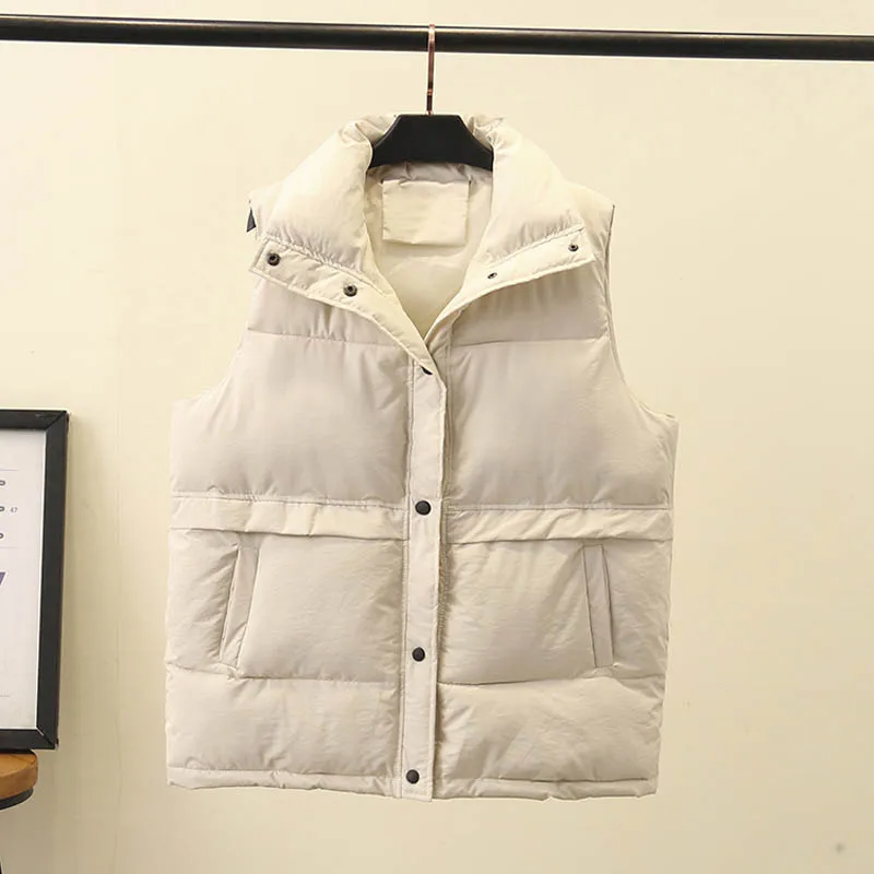 Autumn winter vest women plus size bust 138cm 5XL 6XL 7XL 8XL vest women red black beige colors - Цвет: Бежевый