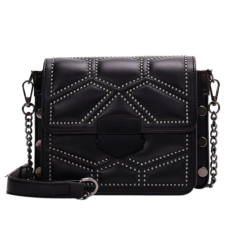 

LANZHIXIN Fashion Chain Leather Crossbody Bags For Women Chain Rivets Shoulder Messenger Bag Female Travel Handbags designer bag