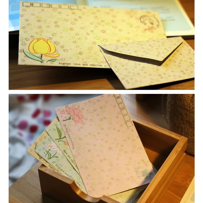 Sweet Lovely Heart Flower High Quality Language Envelope
