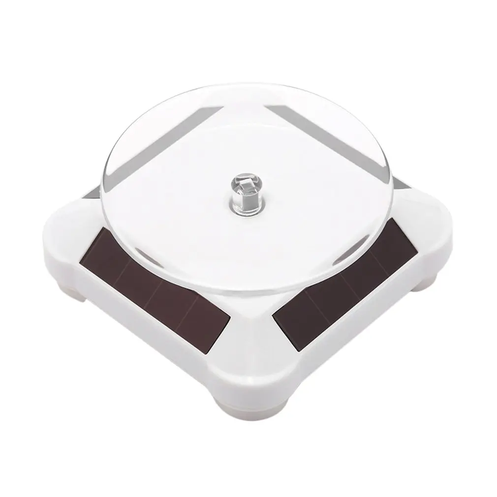 

Fashionable Solar Power Battery 360 Degree Turntable Rotating Display Stand Watch Ring Necklaces Jewelry Stand Holder