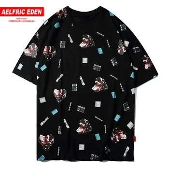 

Aelfric Eden T Shirt Men 2020 Streetwear Japanese Harajuku Cartoon Dinosaur Print Hip Hop Tshirt Short Sleeve Summer Cotton Tops