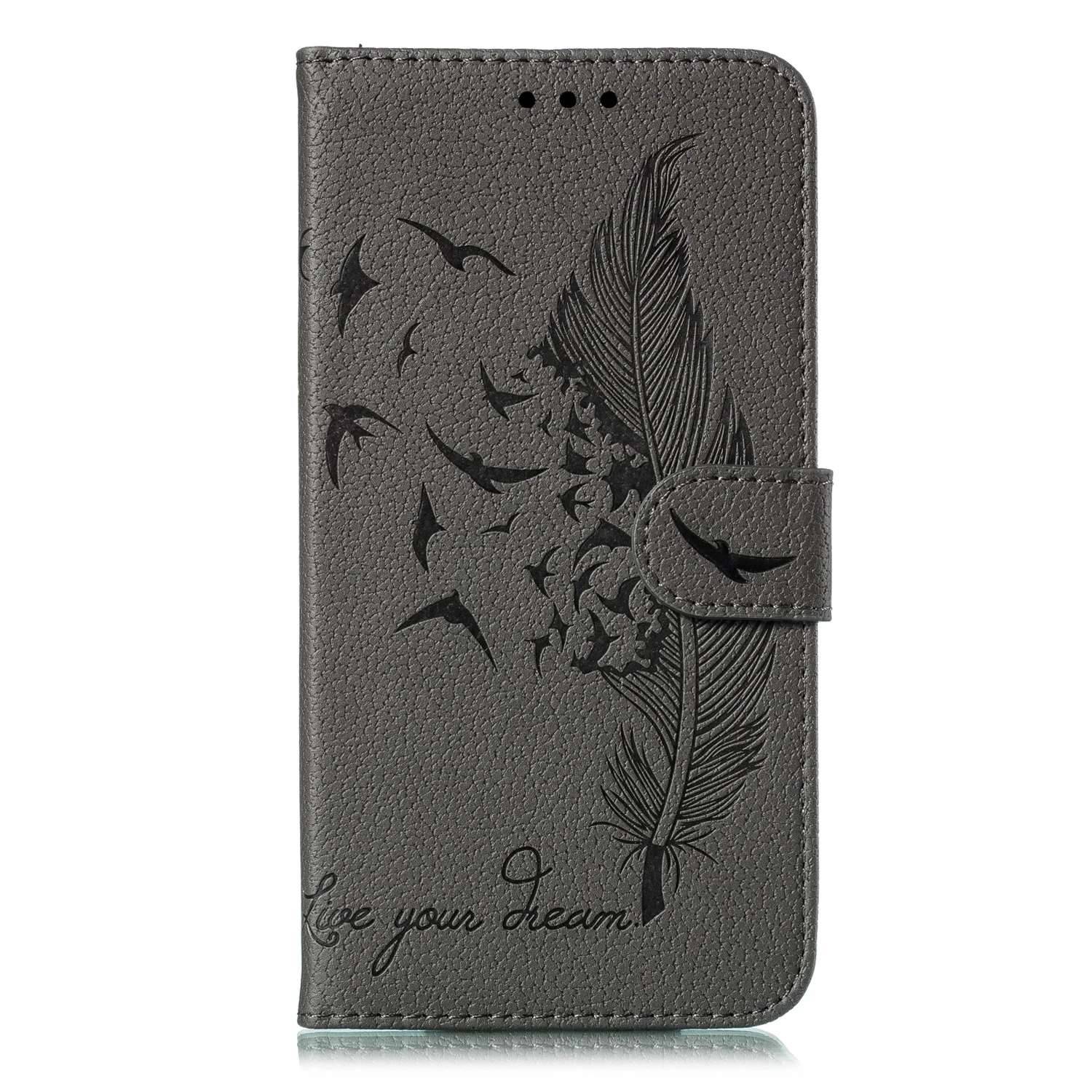 3D перо кожаный бумажник чехол для samsung Galaxy A10 A20 A20E A30 A40 A50 A60 A70 M10 M20 M30 S9 S10 A6 J4 J6 плюс крышка - Цвет: Gray