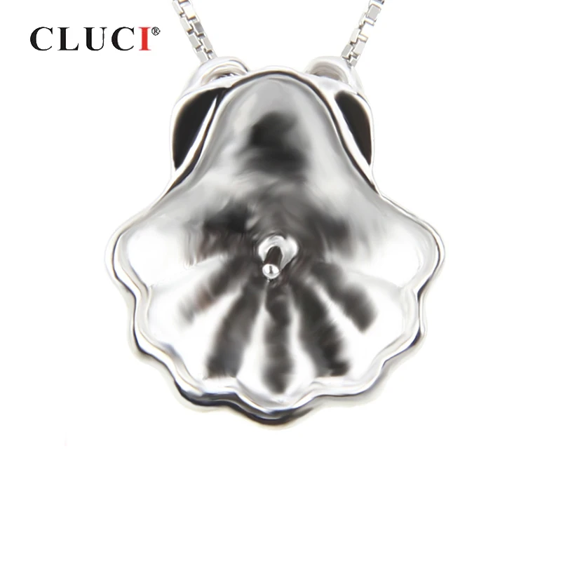 

CLUCI 925 Sterling Silver Shell Shaped Pearl Pendant Mounting for Women Necklace Making Silver 925 Pendant Fine Jewelry