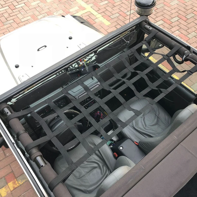 Черная ткань Оксфорд многофункциональная волшебная наклейка на крышу для хранения гамак защитная сетка на крышу 4X10 сетка подходит для Jeep Wrangler