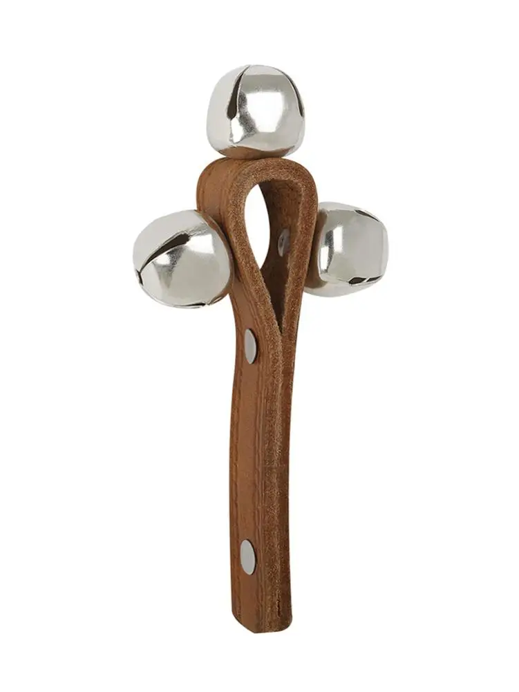 Три колокольчика ручной Колокольчик кожа музыкальные погремушки инструменты игрушки для взрослых детей коричневый идеальный подарок Быстрая