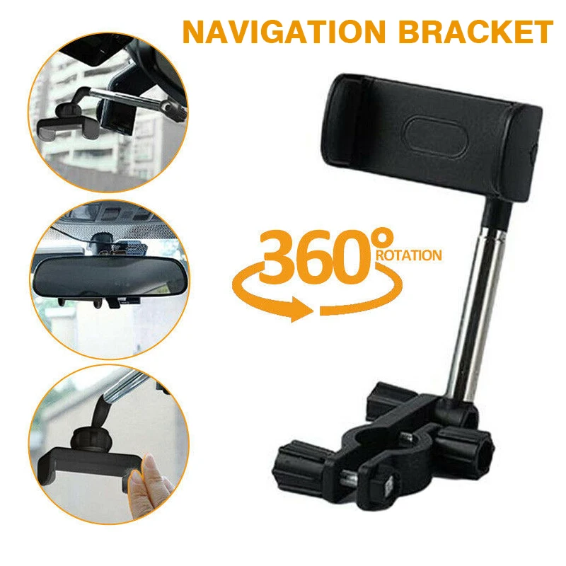 

1pc Car Auto Rearview Mirror Mount Phone Holder Adjustable For GPS Seat Smartphone Holder Universal Extending Stand