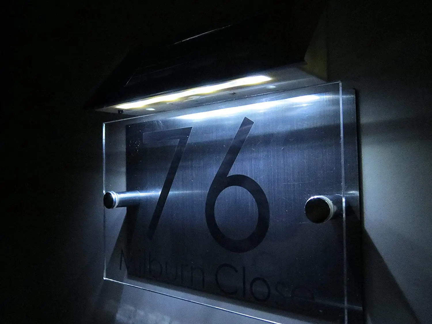 Modern Solar Light House Signs Plaques Door Numbers 1-9999 Street Name LED Personalised