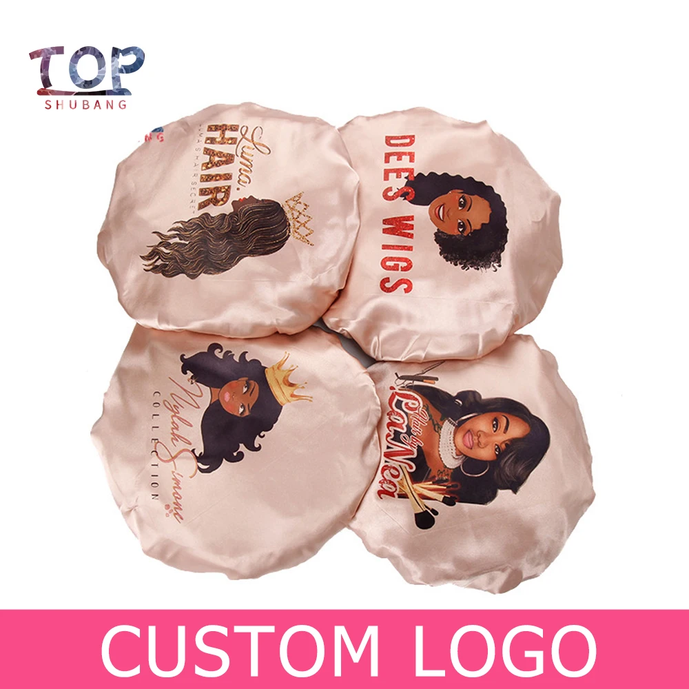 Custom LOGO Rose Gold Satin bonnet Women Bonnet/Headband Caring Extention Wig Hairs Sleep bonnets | Дом и сад