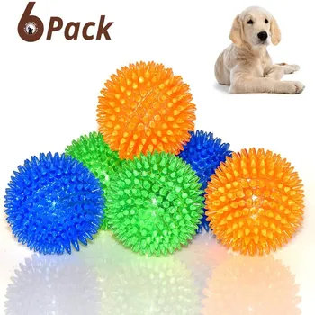 

Squeaky Balls for Dogs Small, Fetch Balls for Dogs Rubber 6 Pack Bright Colors TPR Dog Toy Balls Dog Squeaky Toys Spike Ball Dog