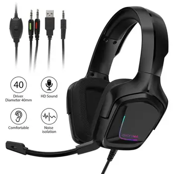 

wired Gaming Headset gamer RGB Surround Sound earphones with microphone USB Headphones 3.5mm For Xbox PS4 Laptop earbuds