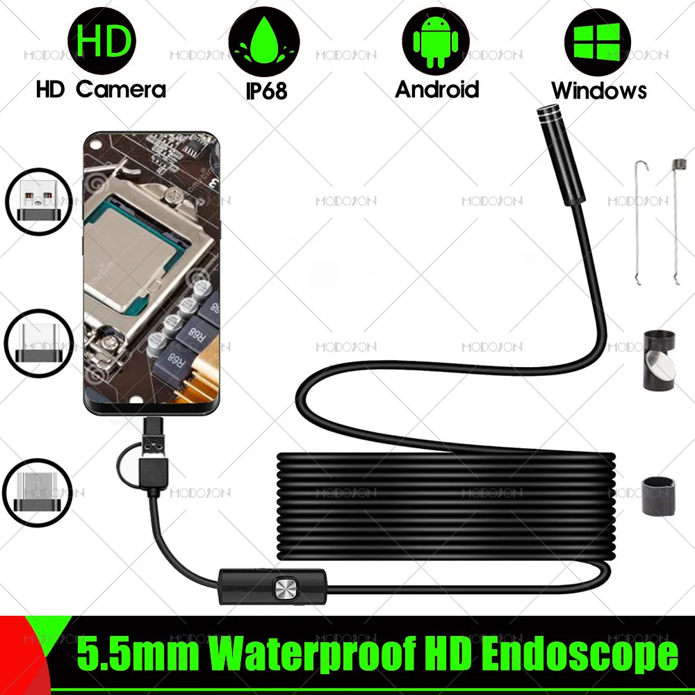 Камера-Эндоскоп HD 5 мм водонепроницаемая IP68 с регулировкой луча | Безопасность и