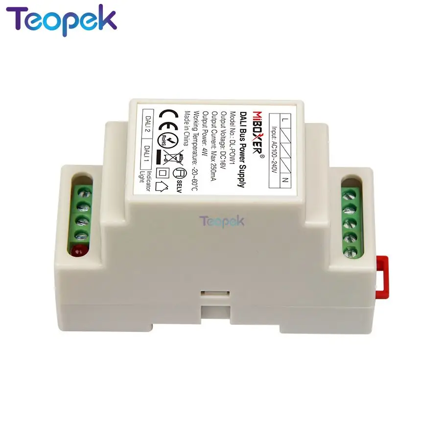 Miboxer DL-POW1 с цифровым адресным интерфейсом автобус Мощность питание Din Rail DC16V 4 Вт Max250mA AC 110V 220V с цифровым адресным интерфейсом RGB CCT светодиодные светильники трансформатор