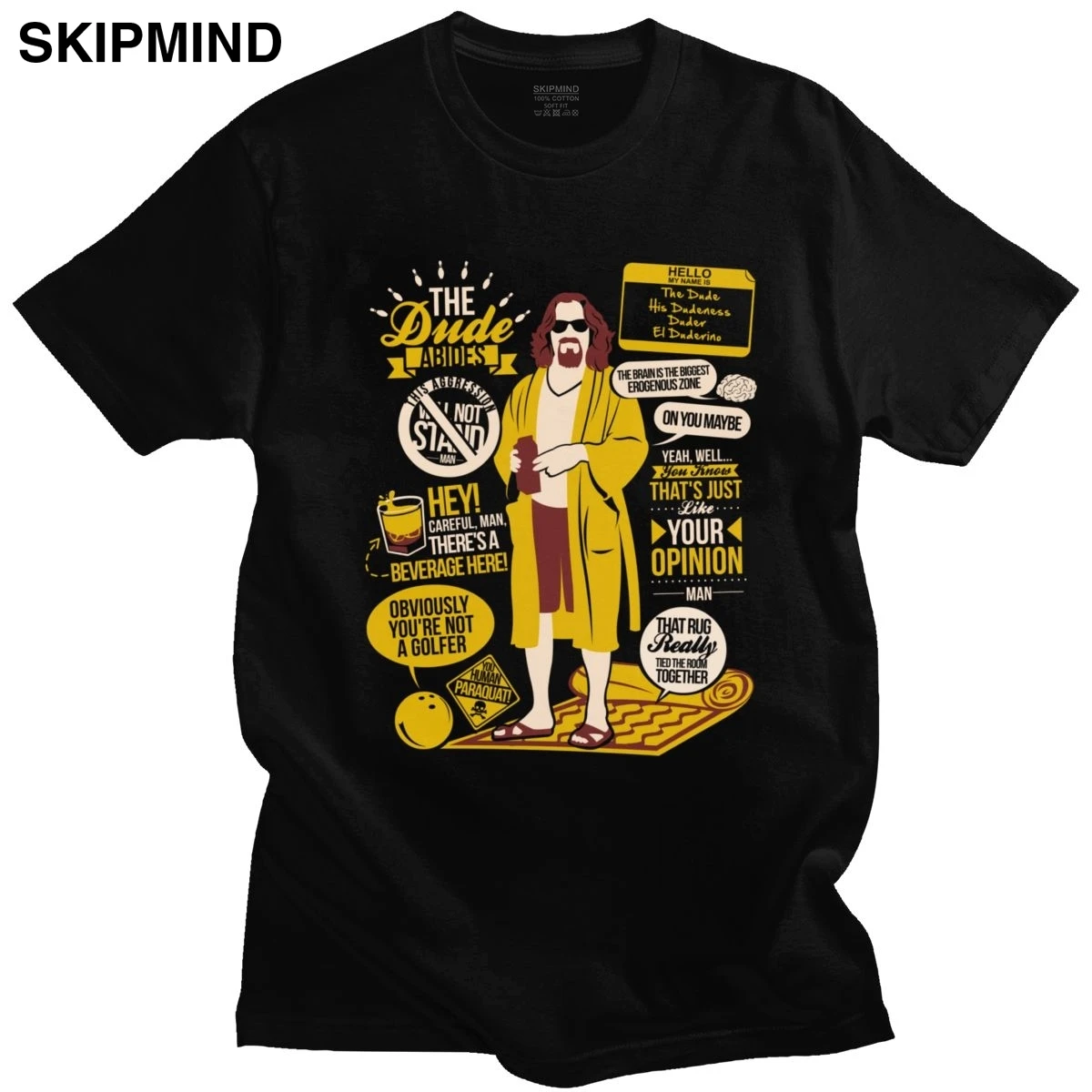 Мужские футболки с надписью Humor The Dude футболка коротким рукавом Big Lebowski летняя из