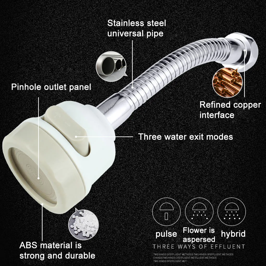 Kitchen Splash Resistant Faucet Extender Pressurized Home Shower Tap Sprayer Water Saving Universal