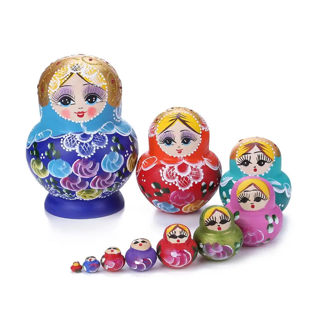 Wooden Matryoshka Dolls Toys Girls Russian Nesting Dolls Kids Handmade Wood Matryoshka Doll Toy Crafts Children Birthday Gifts monster high dolls Dolls