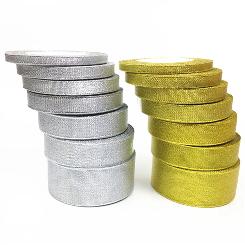 Elegant Silver and Gold Silk Satin Organza Ribbon for Wedding and DIY Crafts - 25 Yards