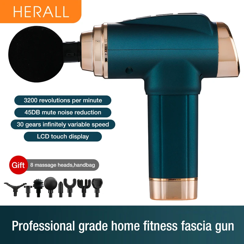 HERALL Massage Gun Smart Deep Tissue Relaxation Professional Percussion Muscle Fascia Handheld Electric Body Massager | Красота и
