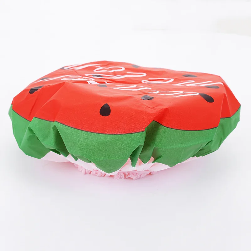Шапочка для ванны с фруктами и арбузами, женская шапка для бань, сауны, кружевная эластичная шапочка, шапочка для спа, женская детская Защитная шапка для волос