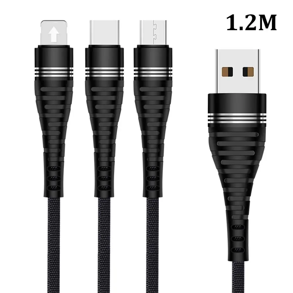 3 в 1 USB кабель для samsung мульти зарядное устройство для быстрой зарядки Micro USB кабель мобильного телефона usb type C кабель для Xiaomi нейлоновый провод - Цвет: 01