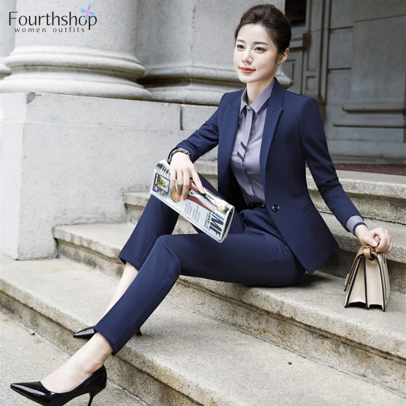 High Quality Fabric Formal Women Business Suits With Pants And Jackets Coat  Spring Autumn Winter Office Ladies Blazers Set - Pant Suits - AliExpress