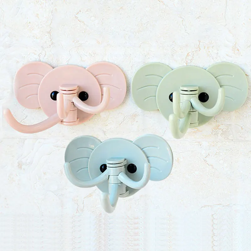 Elephant Nose 3 Hooks Self Adhesive Wall Hanger Hooks Door Wall Sticky Hanger Organizer Towel Holder Bathroom Kitchen Organzier - Цвет: Set