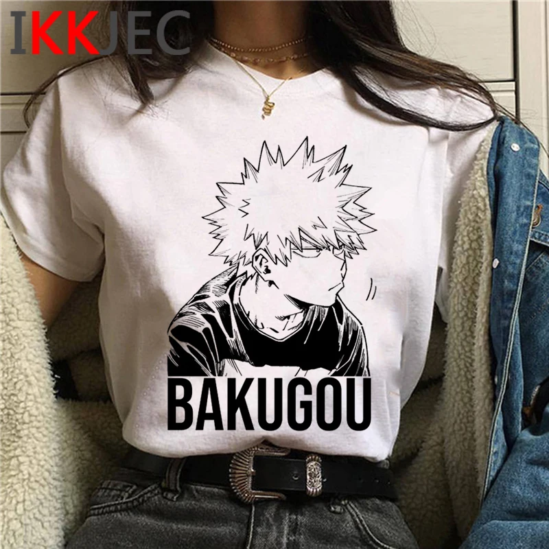 My Hero Academia Bakugou Todoroki Boku No Hero Bnha women grunge aesthetic harajuku kawaii plus size t-shirt summer top ulzzang couple t shirt Tees