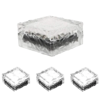 

Solar Brick Lights Frosted Glass Garden Landscape Path Light Set Of 4,Cool White 3.94 inchX 3.94 inch