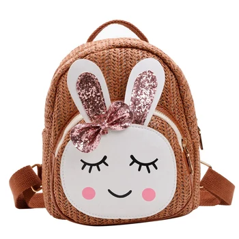 

Children Mini Bucket Bag Summer Kids Straw Beach Shoulder Bag Baby Girls Backpack