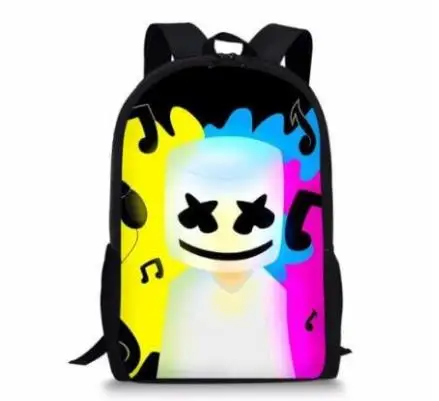 Picture color DJ Marshmello Guy школьная сумка для подростков мальчиков и девочек, детский персональный школьный ранец Marshmallow face Smile Hip-Hop веселый рюкзак - Цвет: Picture color