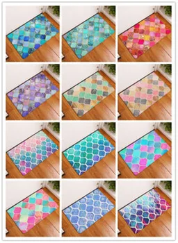 

1PC 40x60cm Colorful geometry Home Bath Mat Non-slip Bathroom Carpet Soft Mat kitchen Toilet Floor Decor Christmas