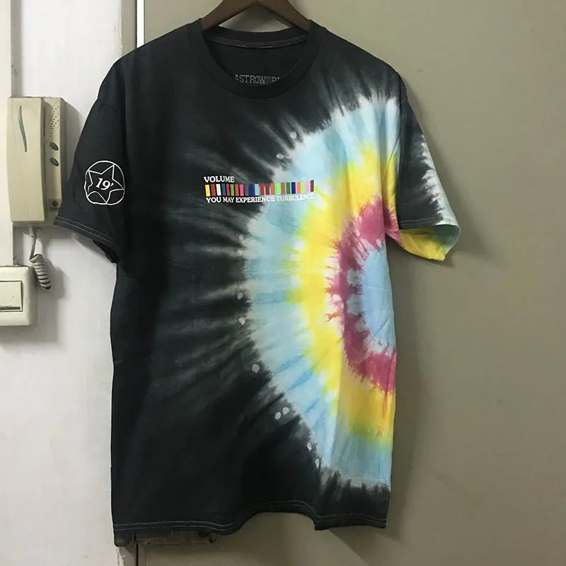 Трэвиса Скотта Astroworld фестиваль Run Tie Dye футболки хип-хоп для мужчин и женщин лучшее качество ASTROWORLD Трэвиса Скотта хлопковые футболки