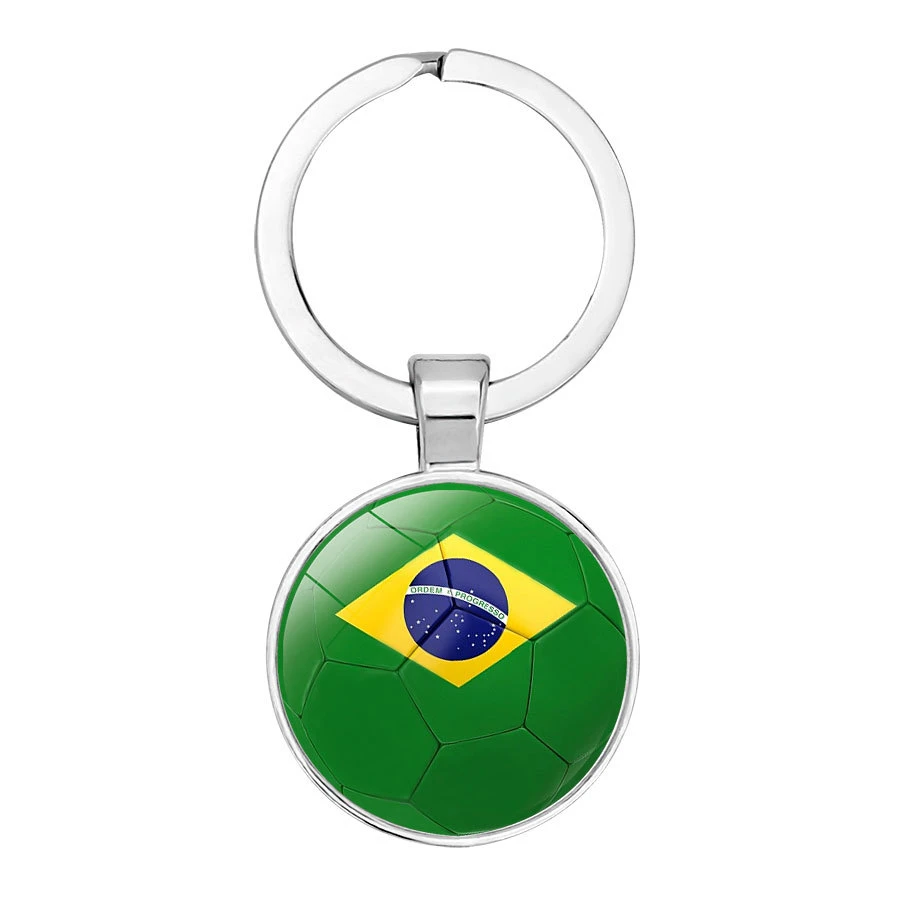 

Football World Cup Keychain National Flag Key Chain Hand Made Round Glass Cabochon Car Keychain Key Ring Soccer Club Fans Gifts