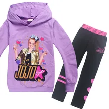 JOJO Siwa/спортивный костюм для девочек; Новинка года; От 4 до 12 лет; модные новые спортивные комплекты; пальто с рисунком+ черные штаны для девочек; костюм; подарки