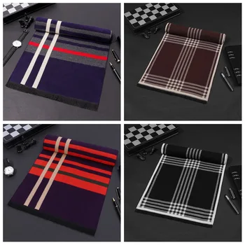 

Fast-selling men's scarves in 2019,Lattice stripe imitation cashmere Korean version of Baidan Necklace man Winter scarf