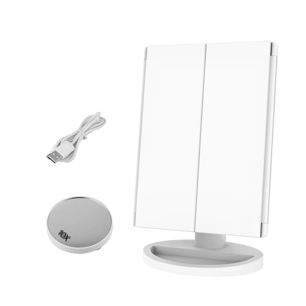 Светодиодный настольный трехслойный макияж зеркало 2x3x10x180 градусов Бесплатный поворотный стол столешница косметическое зеркало для ванной