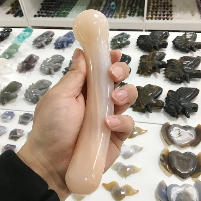 pink jade Натуральные массажные палочки кристалл нефрит лицо ролик палочка волшебная йони-палочка Guasha Инструмент удовольствие массаж и релаксация для женщин подарок - Цвет: pink jade