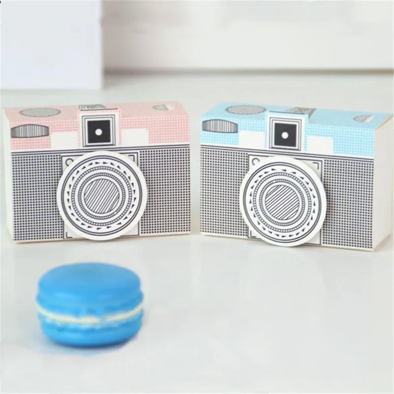 50 шт/партия DIY креативные маленькие в форме камеры коробки для конфет милые розовые и синие сюрприз Подарочная коробка бумажные коробки для упаковки 8x2,8x5,5 см